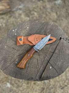 Cuchillo con Funda de Cuero, Regalo para Camping, Servicio OEM, Alta Calidad, Hecho a Mano, Acero de Damasco, de Bolsillo - Product Image 1