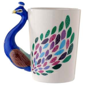 Taza Moderna con Diseño de Pavo Real, Asa 3D, Capacidad de 200ml/400ml, Antiderrames, Apta para Microondas, Estilo Nórdico, para Espresso, Regalos Empresariales - Product Image 3