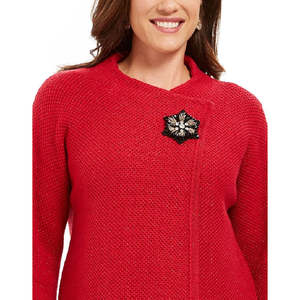 JM Collection Blazer da donna rosso con chiusura a spilla e collo a V, taglia M - Product Image 2