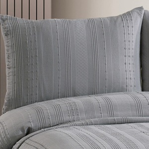 Guzide Arya <b>Grey</b> 3-Piece Customized Classic Luxury Home <b>Bedspread</b> Set 100% Chenille Organic Woven Striped Washable Ant - Product Image 2