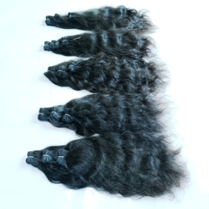 ผมแท้ 100% สีธรรมชาติ สำหรับผู้หญิงผิวสี ผมอินเดียแบบไม่ผ่านกระบวนการ  ลอนลึกแบบหลวม  แบบมัด  จัดเรียงเกล็ดผม  ต่อผมแท้ - Product Image 1