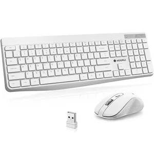 KOORUI 2.4G Silent Full Size Keyboard 3DPI Mouse Combos Wireless 12 Multimedia and Shortcut Keys Desktop Computer