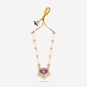 Kundan 185449 Bridal Jewelry Set Gold Plated Zinc Alloy <b>Necklace</b> Zircon Green <b>Ruby</b> Flower Shape Bezel Setting Fine Jewelry - Product Image 3