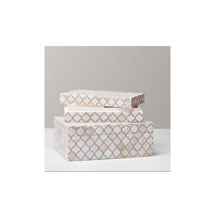 Caja de incrustaciones de hueso y bonito joyero, embalaje de joyería, forma cuadrada con 2 piezas pulidas a mano - Product Image 4