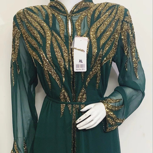 Americano precio al por mayor oferta alta calidad elegante fiesta noche cóctel mujer ropa Abaya vestido frente abierto estilo desgaste - Product Image 1