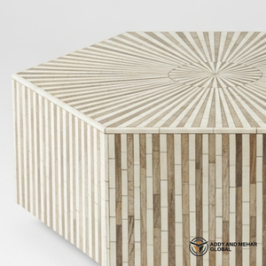 โต๊ะกาแฟไม้ฝังกระดูกสั่งทำพิเศษ ทนทาน ทันสมัย งานฝีมือ รูปทรงกลมและหกเหลี่ยม เฟอร์นิเจอร์ห้องนั่งเล่นสุดหรู ผู้ส่งออก - Product Image 3