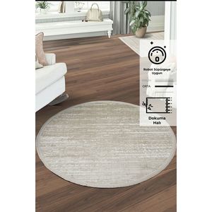 Konfor Jasmine 1452 Alfombra redonda tejida moderna Color crema beige Hecha de poliéster para alfombras y juegos - Product Image 2