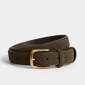 Cinturón de Cuero Gamuza Premium para Hombre con Hebilla de Latón Macizo, Cinturón de Moda de Cuero Genuino Hecho a Mano |   Divine International - Product Image 1