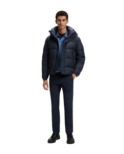 Veste d'hiver matelassée pour homme, de haute qualité, personnalisée, coupe-vent, imperméable, en polyester, avec fermeture éclair, capuche, boutons et poignets à revers, fabrication OEM - Product Image 1