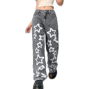 Jeans cargo pour femmes taille haute, denim respirant, lavage clair, coupe droite Y2K, streetwear 2026, OEM - Product Image 1