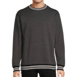 Sudadera acanalada personalizada con cuello redondo informal para hombre, Jersey de algodón, manga larga, cómoda, uso diario, Top para moda Otoño Invierno - Product Image 4