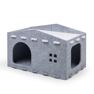 Venta al por mayor <span class=keywords><strong>2026</strong></span> de moda hecho a mano 2 en 1 gris oscuro lana gato cueva camas plegables con fondo antideslizante cálido gato camas casa para interior - Product Image 1