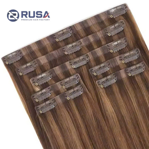 Extensiones de Cabello Humano Virgen RUSA con Clip, Remy Vietnamita, Puntas Completas, Color Marrón, Doble Trama a Máquina, 10-34 Pulgadas, Aptas para Permanente - Product Image 5