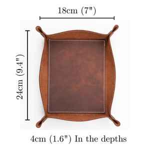 Handmade Genuine Leather Single Tray Custom Logo Tableware Jewelry Holder <b>Desk</b> Organizer Valet Catchall Decorative Gift LTR-0012 - Product Image 2