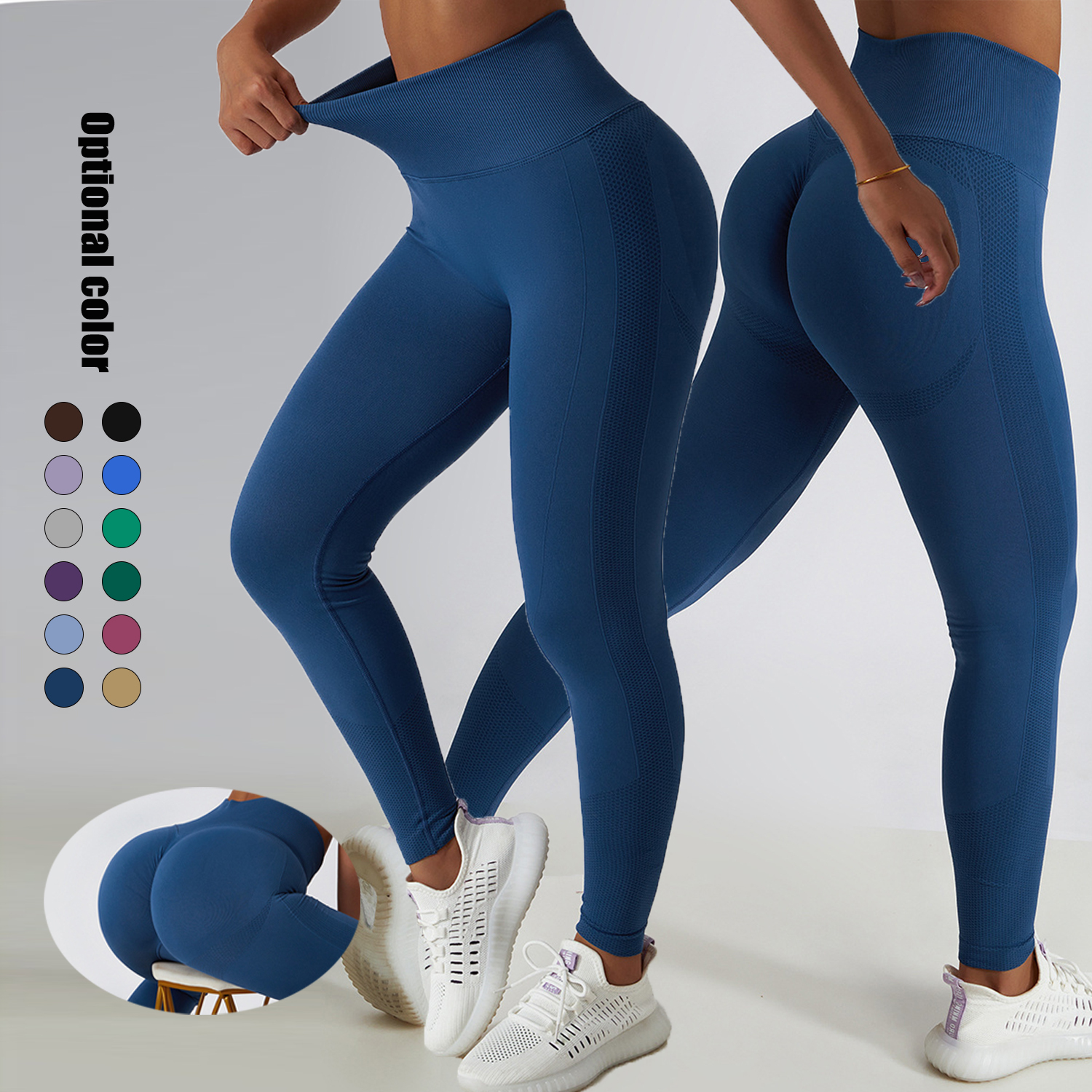 Wholesale High Waist Seamless Breathable Black Leggings Gym Tights Stretch Anti-Bacterial Sportswear Yoga Pants Mature Women