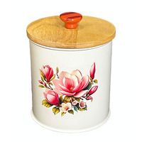 Boîtes de rangement en métal à motifs floraux (rose, tournesol) pour thé, café, sucre – Écologiques, artisanales en fer, rose et bleu – Cadeaux de cuisine