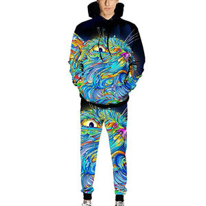 Vente en gros de survêtements personnalisés à sublimation pour hommes, nouveau style, 2 pièces, ensembles de fitness, survêtements confortables en coton de coupe régulière - Product Image 2