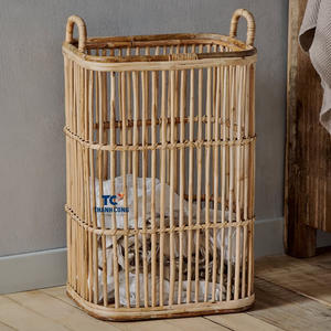 Nouveau design vintage tissé haut rotin panier de rangement pour linge panier à linge Vietnam usine prix de gros - Product Image 2