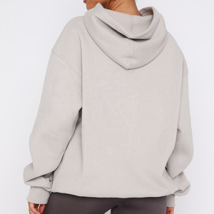 Sudaderas con capucha de gran tamaño de algodón bordado grueso tejido informal de otoño para mujer de alta calidad con logotipo personalizado - Product Image 3