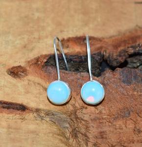 Boucles d'oreilles en argent sterling 925 véritable, faites à la main, avec cabochon scintillant, monture 12mm, opalite naturelle, mode féminine. - Product Image 2