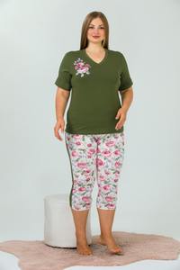 Conjunto de Pijama Capri de Viscosa para Mujer, Talla Grande, Estampado Floral, Ropa de Verano - Product Image 4