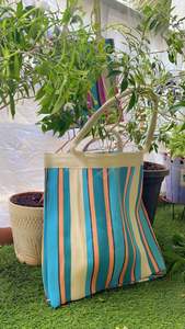 Sacs à provisions à rayures en nylon tissé PP écologique métier à tisser en plastique polypropylène recyclé durable fabriqué en Inde recyclé - Product Image 3