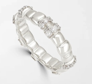 Elegante Banda con Ranuras en Forma de Nieve y 24 Diamantes Redondos Cultivados en Laboratorio de 0.39 Quilates GH-VS en Oro Blanco de 14K para Ocasiones Especiales y Fiestas - Product Image 3