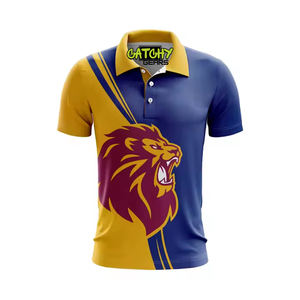 เสื้อคริกเก็ตผู้ชายโลโก้สั่งทำ สีและวัสดุตามสั่ง ระบายอากาศ แห้งเร็ว เสื้อโปโลแบบซับลิเมชั่น CATCHY GEARS ขายส่ง - Product Image 1