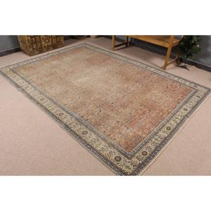 พรมวินเทจขนาด 6.4x9.4 ฟุต พรมตุรกีขนาดใหญ่ พรมลายต้นไม้และพืชสีน้ำตาล - Product Image 2