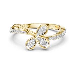 Bague en or 18 carats, 14 carats, 10 carats avec diamant de laboratoire de 0,351 carats, taille brillant rond, clarté VVS-VS EF, design papillon pour femme - Product Image 3