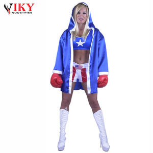 เสื้อคลุมยาวเต็มตัวมีฮู้ดพิมพ์ลายมวยสีดำทองสีที่ต้องการสูง - Product Image 3