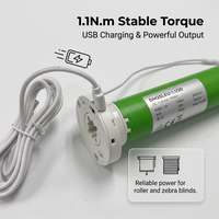 Moteur de store motorisé DM25LEU à chargement USB avec télécommande pour bureau et salle de bain, idéal pour la rénovation de maison intelligente
