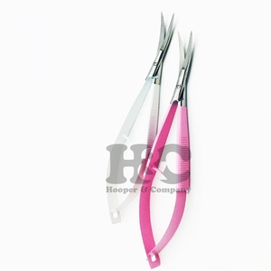 Nouveau printemps lames incurvées en acier inoxydable rose cuticule Micro ciseaux gaucher sourcil coupe Logo personnalisé de haute qualité - Product Image 5