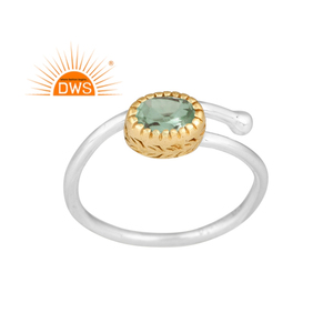 Best Selling Fine Sterling Silver Natural Green Amethyst Gemstone <b>Adjustable</b> <b>Ring</b> Custom Jewelry Manufacturer - Product Image 1
