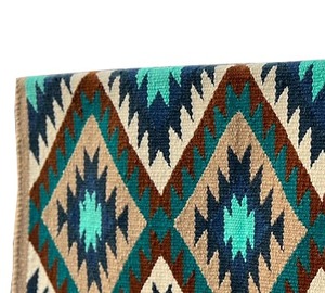 Western Saddle Pad Turquoise <b>Brown</b> Navajo Diamond Pattern Handwoven <b>Wool</b> Horse Riding Blanket Tack Gear - Product Image 2
