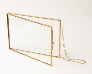 Antique Brass Hanging <b>Photo</b> <b>Frame</b> <b>Double</b> Glass Vintage Metal Pressed Flower Display <b>Frame</b> Vertical Wall Decor Floating <b>Frame</b> - Product Image 5