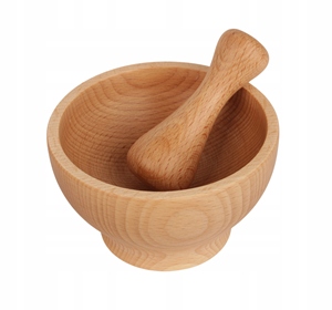 Ensemble mortier et pilon en bois de hêtre européen écologique de qualité supérieure-moulin à épices traditionnel de marque efo-outils de cuisine en gros - Product Image 3