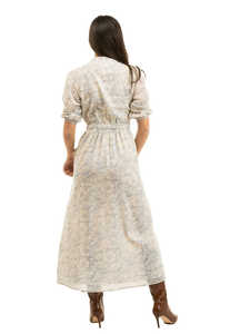 Vestido maxi de lino blanco bohemio hecho a mano para mujer, vestido informal de manga larga de tres cuartos con manga corta para bodas - Product Image 5