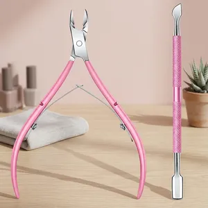 Coupe-ongles professionnel en acier inoxydable MORGANS INDUSTRIES avec manche rouge et ouverture large pour doigts et orteils, et repousse-cuticules - Product Image 6