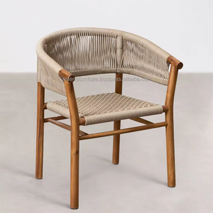 Silla de Comedor Moderna y Contemporánea con Brazos Curvos para Jardín, Banquetes al Aire Libre, Madera de Teca Resistente con Metal y PU para Eventos y Uso en Bares - Product Image 1