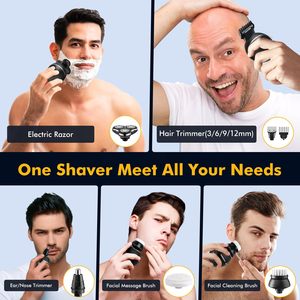 Afeitadora Eléctrica Recargable 5 en 1 para Hombre, Cabezal Rotatorio, Uso en Seco/Húmedo, con Pantalla, Resistente al Agua IPX7, Kit de Aseo Corporal - Product Image 3