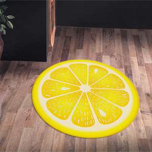 Tapis rond citron, tapis imprimé, tapis jaune, tapis moderne, tapis de zone, tapis fin non tissé - Product Image 4