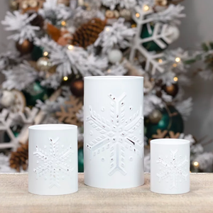Indian Manufacturer & Exporter's White <b>Tea</b> <b>Light</b> Holder with Metal Snowflakes Design Table Top Christmas Decor Home Decoration - Product Image 2