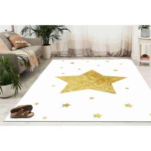 Starry <b>Chenille</b> <b>Rug</b>: White Nursery Decor, Soft Kids <b>Rug</b>,With Pile Soft <b>Rug</b> - Product Image 1