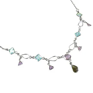 Collier à breloque géométrique en cristal Art Palace, argent sterling 925 plaqué rhodium, hypoallergénique, fermoir sécurisé, chaîne à maillons, pour femme - Product Image 2