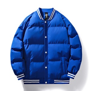 Custom Male Bubble Bomber <b>Jacket</b> for Winter Outdoor Thick Quality Canvas Coat with Stand Collar - Product Image 1