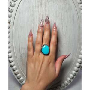 Anillo Ajustable Johnny Dixon Kingman de Turquesa y Acero Inoxidable con Engaste de Bisel, Anillos de Plata de Ley Modernos y Elegantes, Regalo - Product Image 5