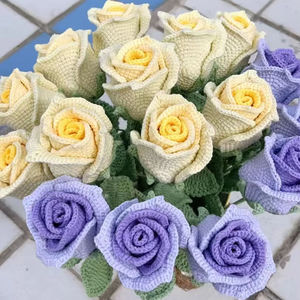 Flores de Rosa de Ganchillo, Simulación de Rosas, Regalo para Novia, Decoración para el Hogar, Boda, Manualidades, Ramo de Rosas Tejidas a Mano - Product Image 1