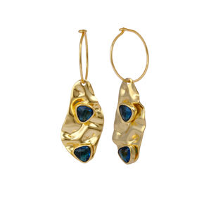 Pendiente de aro de Latón chapado en oro de moda de diseñador, joyería colgante de cuarzo hidráulico de iolita, joyería de moda elegante, pendiente de aro - Product Image 2