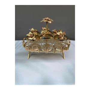 PALMİYE Estante de especias de vidrio de tamaño Midi de 6 piezas modelo Color dorado para almacenamiento de cocina - Product Image 2